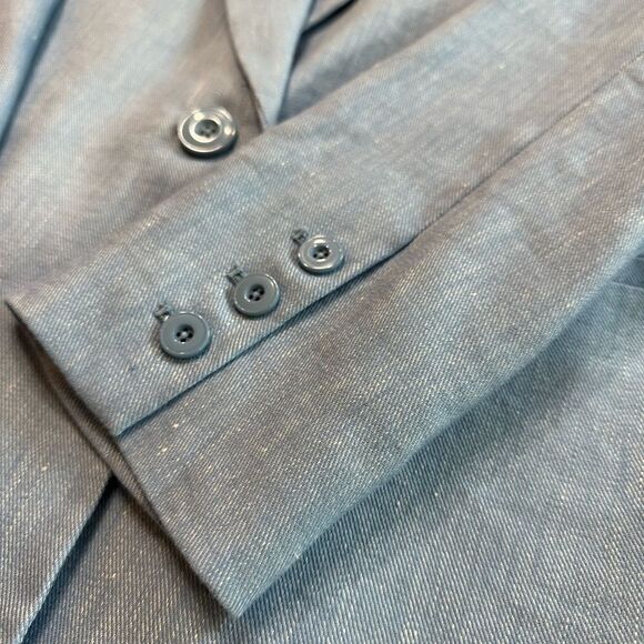 Alice + Olivia Denny‎ Blazer Linen Blend Chambray One Button Size 8 - Picture 14 of 14
